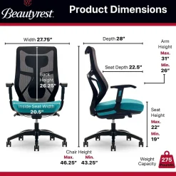 Duo-EX Ergonomic Mesh Swivel Computer Chair, (60051-TEL) Ergonomic Chairs