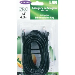Ethernet Cables<Belkin 14' RJ45 Cat-5E Patch Cables, Snagless, Black