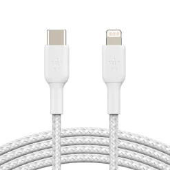 Power Cables<Belkin BOOST CHARGE Braided USB-C to Lightning Cable, 1 m / 3.3 ft., White