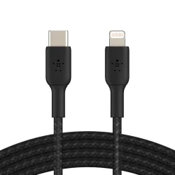 Power Cables<Belkin BOOST CHARGE Braided USB-C to Lightning Cable, 6.6 ft., Black