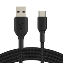 Power Cables<Belkin BOOST CHARGE Braided USB-C to USB-A Cable, 15 cm / 6", Black