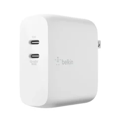 Belkin BOOST CHARGE Dual USB-C PD GaN Wall Charger, 68 W, White