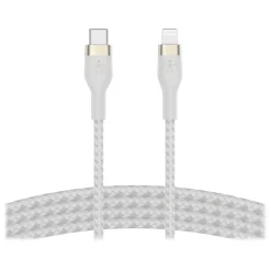 Power Cables<Belkin BOOST CHARGE PRO Flex 6.6' USB Type-C to Lightning Power Cable, Male to Male, White (CAA011BT2MWH)