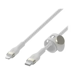 Power Cables<Belkin BOOST CHARGE PRO Flex 6.6' USB Type-C to Lightning Power Cable, Male to Male, White (CAA011BT2MWH)