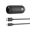 Belkin BOOST CHARGE USB-C to Lightning Cable Car Charger for Multiple Brands, Black (F7U099bt04-BLK)