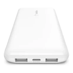 Belkin BoostCharge USB-A/USB-C Power Bank, 10000 mAh, White (BPB011btWH)
