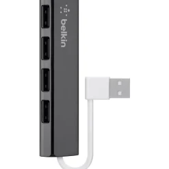 Usb Hubs<Belkin Ultra-Slim 4-Port USB 2.0 Hub, Black/White (F4U042BT)