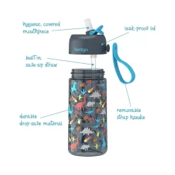 Water Bottles<bentgo Kids Dinosaur Plastic Water Bottle, 15 oz. (BGKDCP1-DNO)