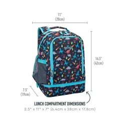 bentgo Kids Prints Dinosaur Backpack with Lunch Box, Multicolor (BGBKPAK-DNO)