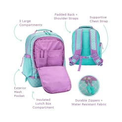 bentgo Kids Prints Mermaid Scales Backpack with Lunch Box, Teal/Purple (BGBKPAK-MMD)