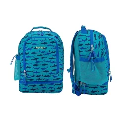 bentgo Kids Prints Sharks Backpack with Lunch Box, Blue (BGBKPAK-SHK)