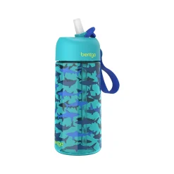 Water Bottles<bentgo Kids Shark Plastic Water Bottle, 15 oz. (BGKDCP1-SHK)