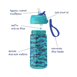 Water Bottles<bentgo Kids Shark Plastic Water Bottle, 15 oz. (BGKDCP1-SHK)