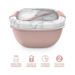 bentgo Salad Container, Blush Marble, 54 oz. (BGOSAL-M) Clearance