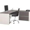 Hot Connexion Collection 71"W L-Shaped Desk with Oversize Pedestal, Sandstone and Slate (93862-59) L-Desks