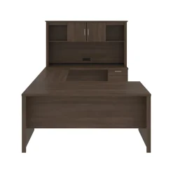 Clearance Logan 66" U-Shaped Desk with Hutch, Brown (46410-52) Office Desks