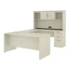 Online Logan 66"W U or L-Shaped Executive Office Desk with Pedestal and Hutch, White Chocolate (46410-31) Computer Desks
