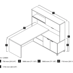 Pro-Linea L-Desk with Hutch, White/Bark Grey (120884-47) L-Desks