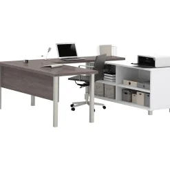 Pro-Linea U-Desk, White/Bark Grey (120881-47) Computer Desks