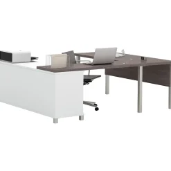 Pro-Linea U-Desk, White/Bark Grey (120881-47) Computer Desks