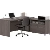Pro-Linea 71"W L-Desk, Bark Grey (120863-47) L-Desks