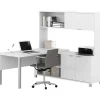 Pro-Linea 71"W L-Desk with Hutch, White (120864-17) L-Desks