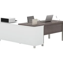 Online Pro-Linea 71"W L-Desk, White & Bark Grey (120883-47) L-Desks
