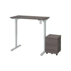 New Universel 28"-45"H Adjustable Standing Desk with Mobile Pedestal, Bark Gray (65842-47) Standing Desks