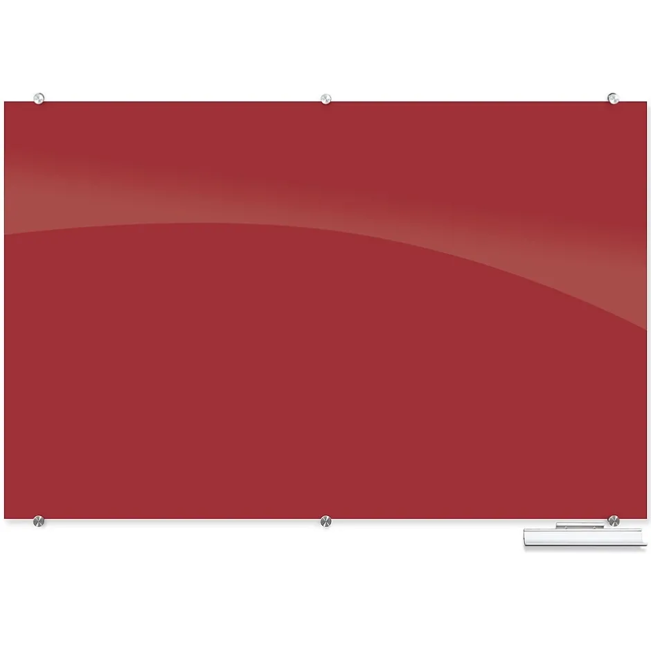 Outlet Visionary Colors Magnetic Glass Dry Erase Whiteboard 47.24" x 70.87" Red (83845-Red) Dry Erase