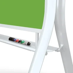 Clearance Visionary Curve Colored Glass Whiteboard Easel White Frame Green Glass 47.24"H x 35.43"H Surface (74957-Green) Dry Erase