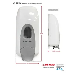 Betco Clario Universal 91819-00 Wall Mounted Hand Soap/Hand Sanitizer Dispenser, White (9181900)