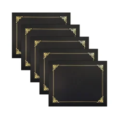 Clearance Certificate Holders, 8.75" x 11.25", Black/Gold, 25/Pack (65251-25PK) Awards & Certificates