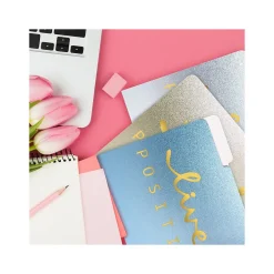 Better Office Gold Foil Positive Thoughts Heavyweight File Folders, 1/3-Cut Tab, Letter Size, Assorted Colors, 12/Pack New