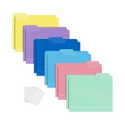Better Office Heavy-Duty File Folders, 1/3-Cut Tab, Letter Size, Polypropylene, Pastel Rainbow, 12/Pack (89023-12PK) New