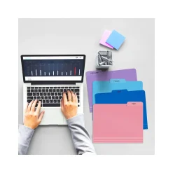 Better Office Heavy-Duty File Folders, 1/3-Cut Tab, Letter Size, Polypropylene, Pastel Rainbow, 12/Pack (89023-12PK) New