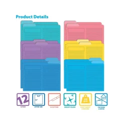 Better Office Heavyweight File Folders, 1/3-Cut Tab, Letter Size, Assorted Colors, 12/Pack (89112-12PK)