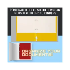 Better Office 3-Hole Punched 2-Pocket Portfolio Folders, Assorted Colors, 100/Pack (80100-100PK) Clearance