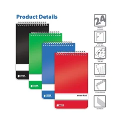 Better Office Memo Pads, 3" x 5", College-Ruled, Assorted Colors, 60 Sheets/Pad, 24 Pads/Pack (25924-24PK) Sale