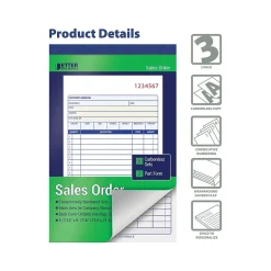 Clearance 2-Part Carbonless Sales Order Book, 5.44" x 8.44", 50 Sets/Book, 3 Books/Pack (66103-3PK) Business Forms