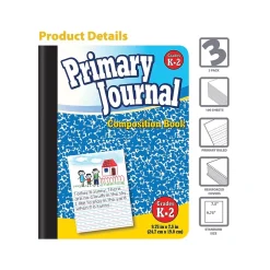 Better Office Primary Journal 1-Subject Composition Notebooks, 7.5" x 9.75", Primary, 100 Sheets, Blue, 3/Pack (25403-3PK)