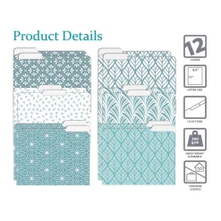 Better Office Soft Hue Floral Heavyweight File Folders, 1/3-Cut Tab, Letter Size, Assorted Colors, 12/Pack (80017-12PK) Best