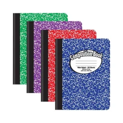 Better Office 1-Subject Composition Notebooks, 7.5" x 9.75", Wide Ruled, 100 Sheets, Assorted Colors, 4/Pack (25204-4PK) Clearance