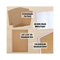 Better Office 1-Subject Customizable Notebook, 5.5" x 8.3", 30 Sheets, Kraft, /Pack (25022-24PK) Sale