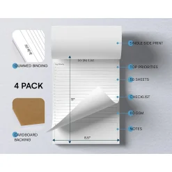 Better Office To-Do List Notepad, 8.5" x 11", Ruled, White, 50 Sheets/Pad, 4 Pads/Pack (25833-4PK) Clearance