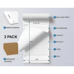 Better Office To-Do List Notepad, 5.5" x 8.5", Ruled, White, 50 Sheets/Pad, 2 Pads/Pack (25834-2PK) Discount