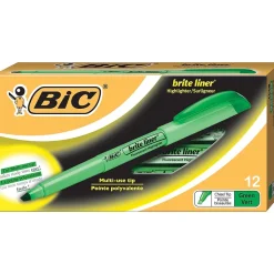 BIC Brite Liner Stick Highlighters, Chisel Tip, Fluorescent Green, 216/Carton (BL11GRNCT) Best