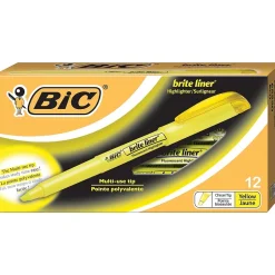 BIC Brite Liner Stick Highlighters, Chisel Tip, Fluorescent Yellow, 216/Carton (BL11YELCT) Online