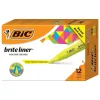 BIC Brite Liner Stick Highlighters with Grip, Chisel Tip, Yellow, Dozen (BLMG11-YEL) Sale