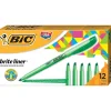 BIC Brite Liner Stick Highlighter, Chisel Tip, Green, 12/Pack (65556/BL11GR) Clearance