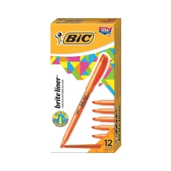 BIC Brite Liner Stick Highlighter, Chisel Tip, Orange, Dozen (90338/BL11OR) Hot